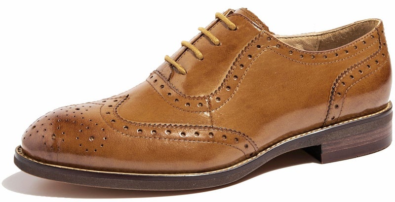 U-lite Women's Perforated Lace-up Wingtip Leather Flat/Platform Wedges Oxfords Vintage Oxford Shoes Brogues (9, Brown) - Image 1